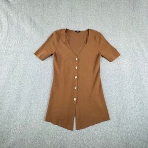 Rails Cardigan Womens M Brown V Neck Button Up Short Sleeve
